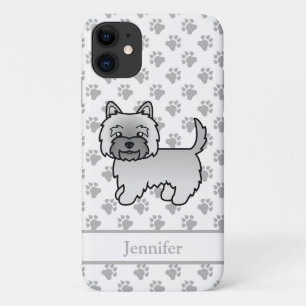 Grijze Cairn Terrier Mooie Cartoon Hond & Naam Case-Mate iPhone Case