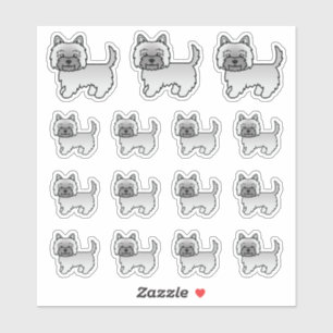 Grijze Cairn Terrier Moppige Cartoon Honden Sticker