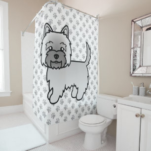 Grijze Cairn Terrier Schattige Cartoon Hond Douchegordijn