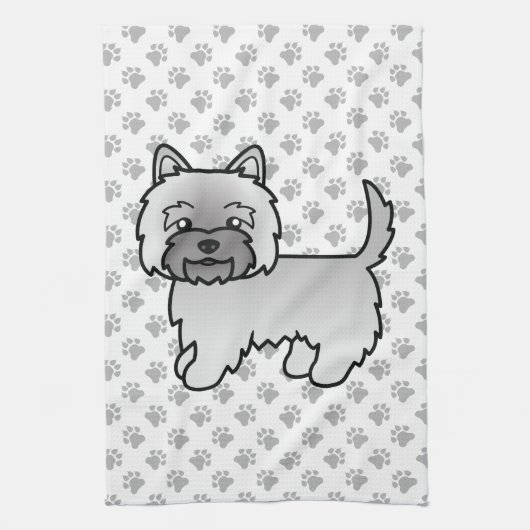 Grijze Cairn Terrier Schattige Cartoon Hond Theedoek (Verticaal)