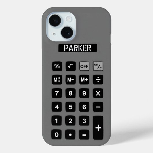 Grijze Calculator met Naam Case-Mate iPhone Case (Achterkant)