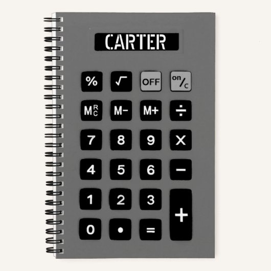 Grijze Calculator met Naam Notitieboek (Voorkant)
