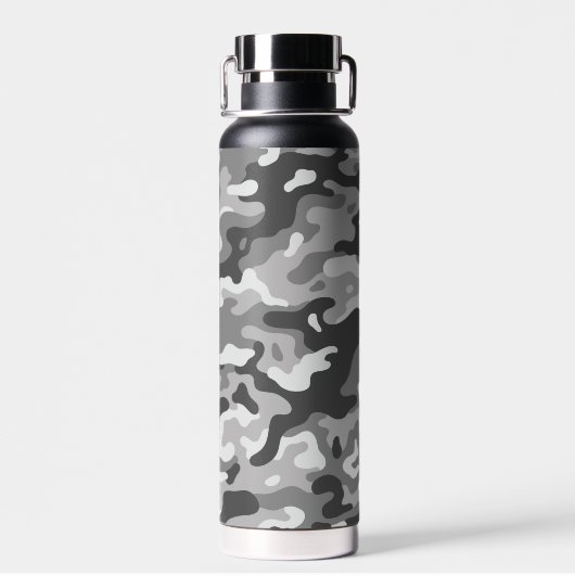 Grijze Camo #1 Dun Koperfles Waterfles (Achterkant)