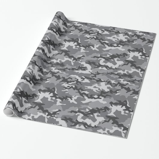 Grijze Camo Camouflage Inpakpapier (Uitgerold)