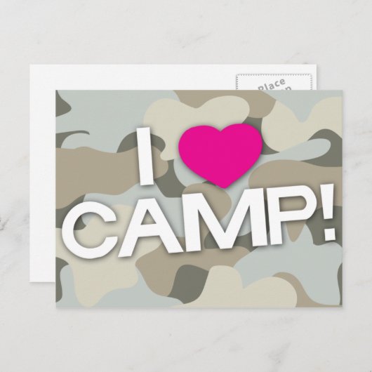 Grijze Camo I hou van CAMP! Briefkaart (Voorkant / Achterkant)
