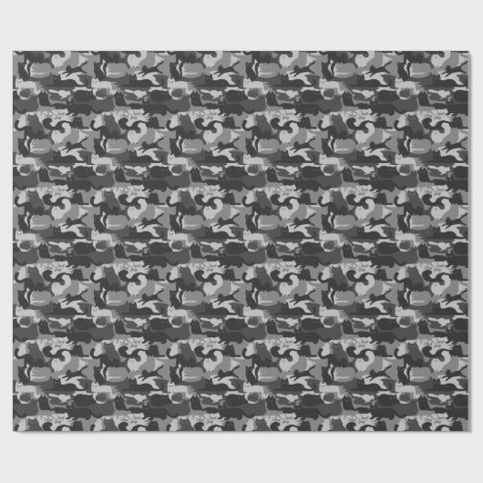 Grijze Camouflage Katten Pattern Grey Kitty Cats C Cadeaupapier (Vlak)