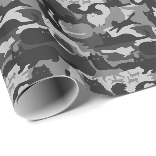 Grijze Camouflage Katten Pattern Grey Kitty Cats C Cadeaupapier (Rol Hoek)