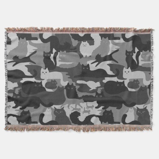 Grijze Camouflage Katten Pattern Grey Kitty Cats C Deken (Voorkant)