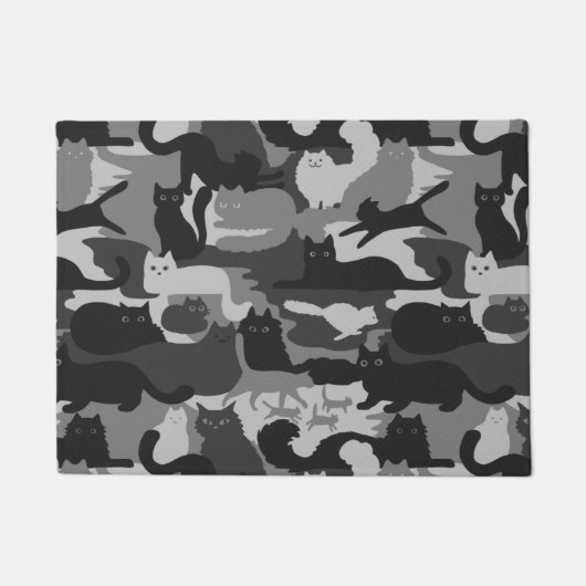 Grijze Camouflage Katten Pattern Grey Kitty Cats C Deurmat (Voorkant)