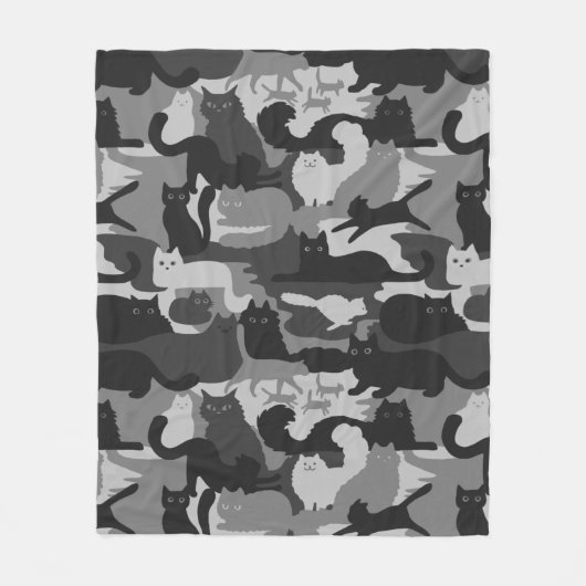 Grijze Camouflage Katten Pattern Grey Kitty Cats C Fleece Deken (Voorkant)