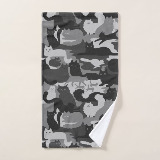 Grijze Camouflage Katten Pattern Grey Kitty Cats C Handdoek (Handdoek)