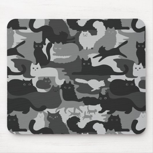 Grijze Camouflage Katten Pattern Grey Kitty Cats C Muismat (Voorkant)