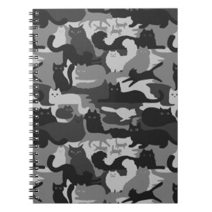Grijze Camouflage Katten Pattern Grey Kitty Cats C Notitieboek