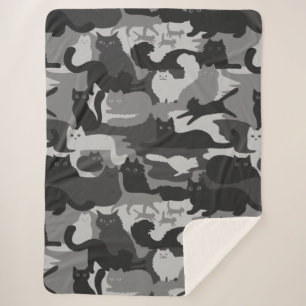 Grijze Camouflage Katten Pattern Grey Kitty Cats C Sherpa Deken