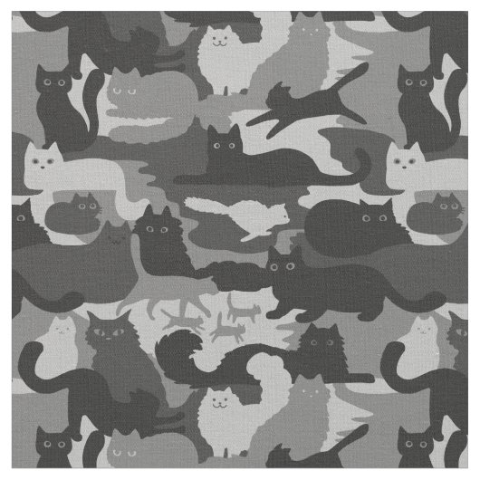 Grijze Camouflage Katten Pattern Grey Kitty Cats C Stof (Close Up)