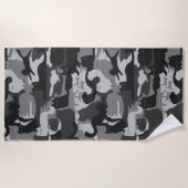 Grijze Camouflage Katten Pattern Grey Kitty Cats C Strandlaken (Voorkant)