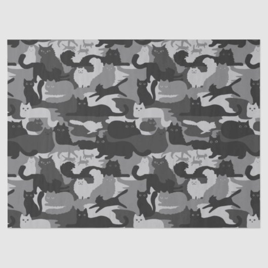 Grijze Camouflage Katten Pattern Grey Kitty Cats C Tissuepapier (Voorkant)