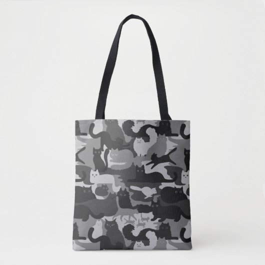 Grijze Camouflage Katten Pattern Grey Kitty Cats C Tote Bag (Voorkant)