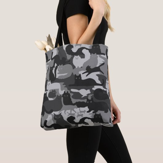 Grijze Camouflage Katten Pattern Grey Kitty Cats C Tote Bag (Dichtbij)