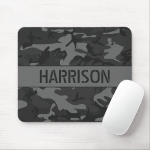 Grijze camouflage met monogram muismat