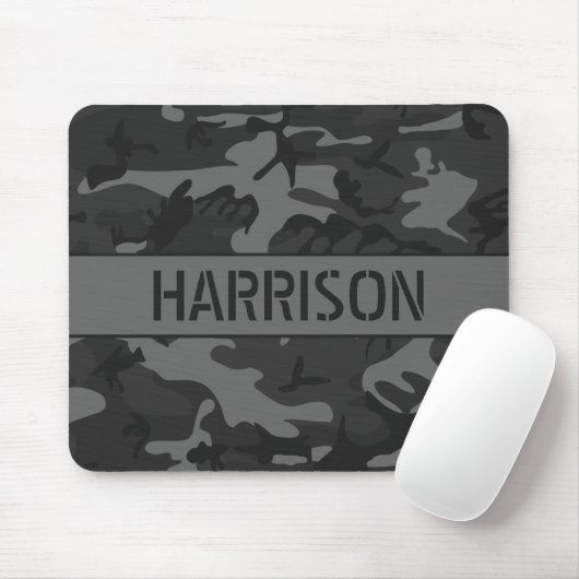 Grijze camouflage met monogram muismat (Met muis)