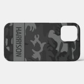 Grijze camouflage monogram Case-Mate iPhone case (Achterkant (horizontaal))