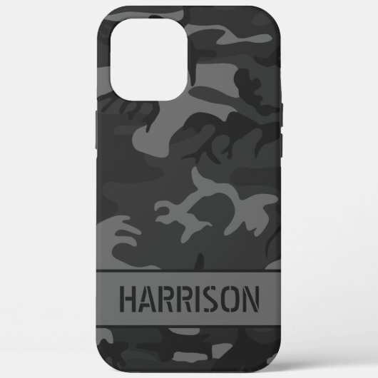 Grijze camouflage monogram Case-Mate iPhone case (Achterkant)