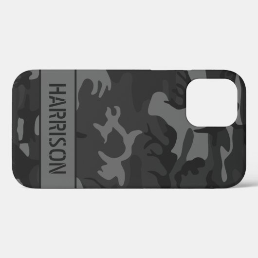Grijze camouflage monogram Case-Mate iPhone case (Achterkant (horizontaal))