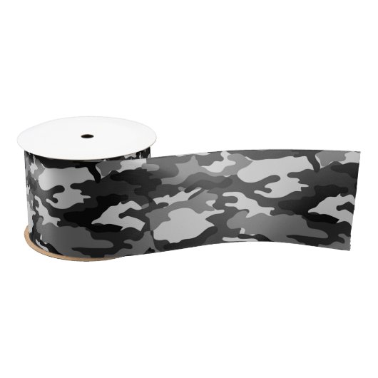 Grijze camouflage Ribbon Satijnen Lint (Spoel)