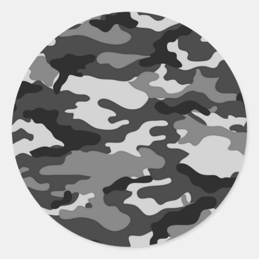 Grijze camouflage ronde sticker (Voorkant)