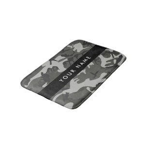 Grijze camouflagepatroon, je naam, personaliseer badmat