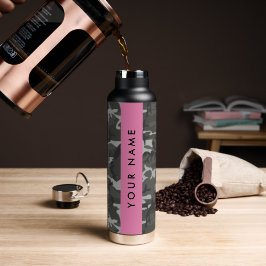 Grijze camouflagepatroon, je naam, personaliseren waterfles