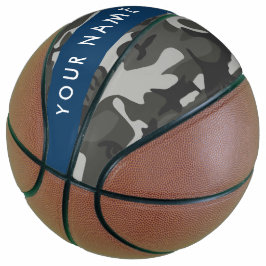 Grijze camouflagepatroon, jouw naam, personaliseer basketbal