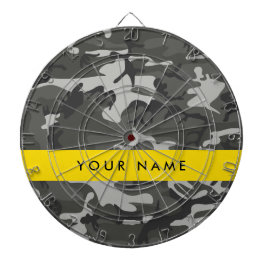 Grijze camouflagepatroon, jouw naam, personaliseer dartbord
