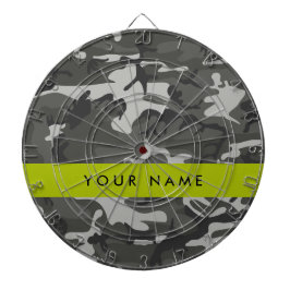 Grijze camouflagepatroon, jouw naam, personaliseer dartbord