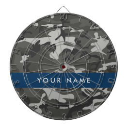 Grijze camouflagepatroon, jouw naam, personaliseer dartbord