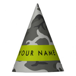 Grijze camouflagepatroon, jouw naam, personaliseer feesthoedjes