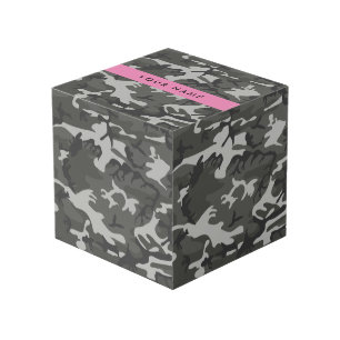 Grijze camouflagepatroon, jouw naam, personaliseer kubus