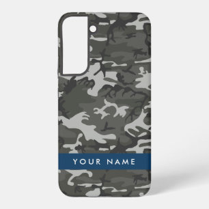 Grijze camouflagepatroon, jouw naam, personaliseer samsung galaxy hoesje