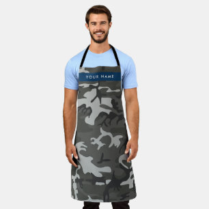 Grijze camouflagepatroon, jouw naam, personaliseer schort