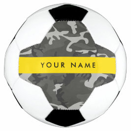 Grijze camouflagepatroon, jouw naam, personaliseer voetbal