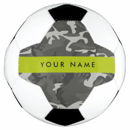 Grijze camouflagepatroon, jouw naam, personaliseer voetbal