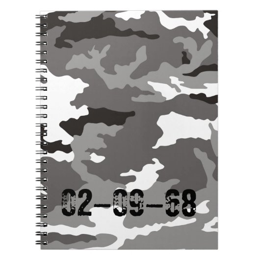 Grijze camouflagepatroon notitieboek (Voorkant)