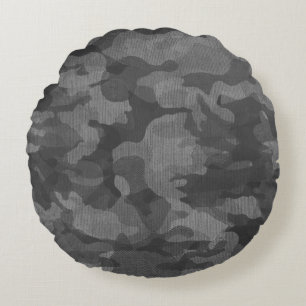 Grijze camouflagepatroon rond kussen
