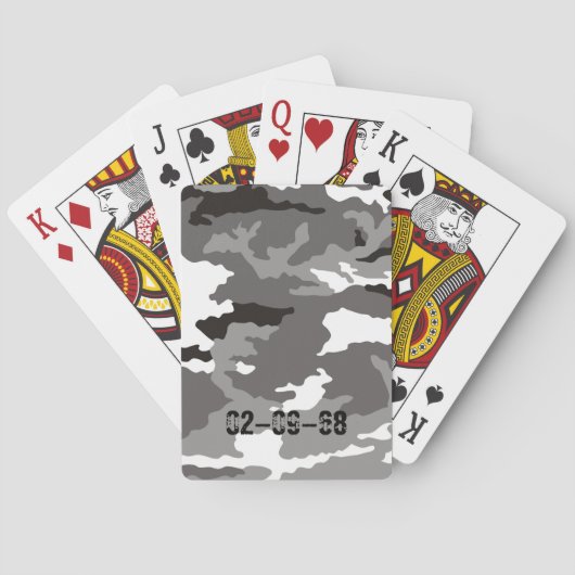 Grijze camouflagepatroon speelkaarten (Achterkant)