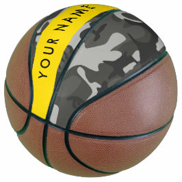 Grijze camouflagepatroon, uw naam, personaliseer basketbal