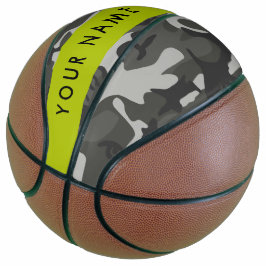Grijze camouflagepatroon, Uw naam, Personaliseer Basketbal