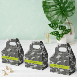 Grijze camouflagepatroon, Uw naam, Personaliseer Bedankdoosjes