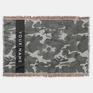 Grijze camouflagepatroon, Uw naam, Personaliseer Deken