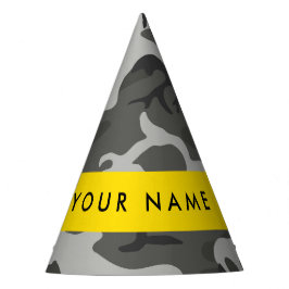 Grijze camouflagepatroon, uw naam, personaliseer feesthoedjes
